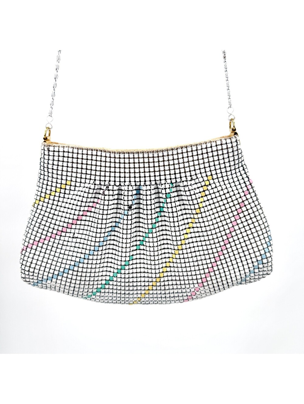 Vintage 80s White Chainmail Mesh Crossbody Bag